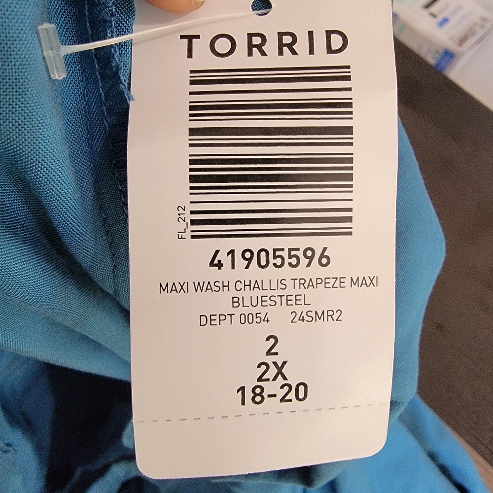 Torrid Maxi Challis Trapeze Dress 2X NWT Bluesteel Plus Size Sleeveless New - Picture 11 of 12
